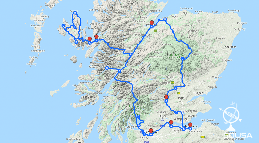 A Rota da nossa aventura pela Escócia
