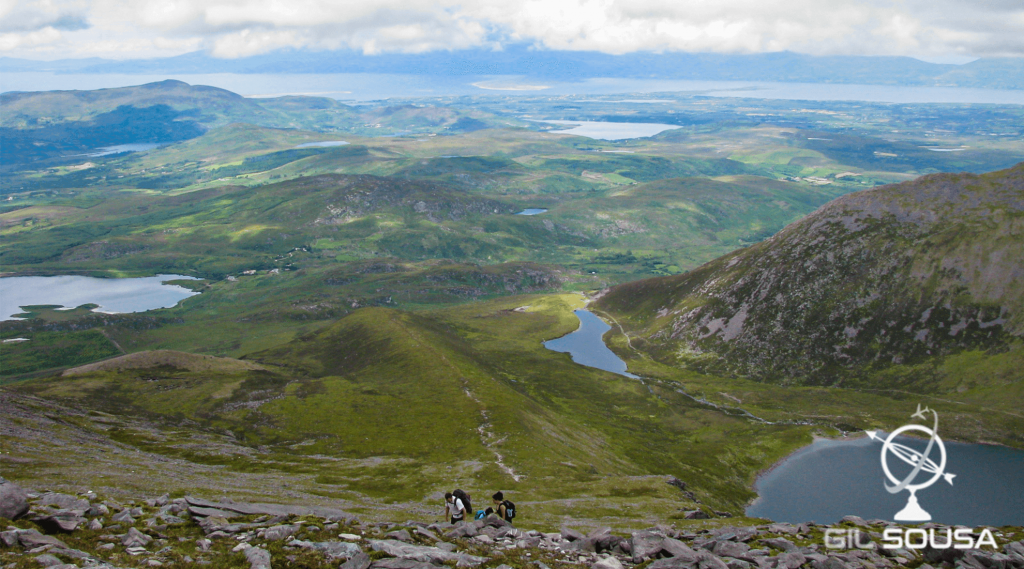 View of the Killarney Lakes while heading to the top of Carrauntoohil