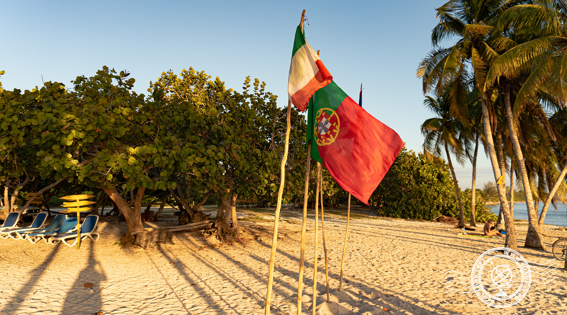 Portuguese and Irish flags at Playa Girón