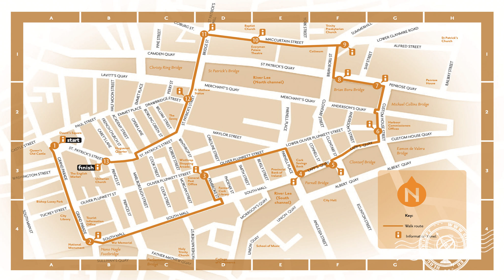 Mapa da Rota da Ilha Central de Cork