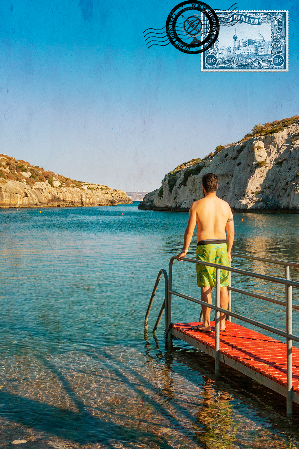 Entering the water in Mġarr ix-Xini Bay